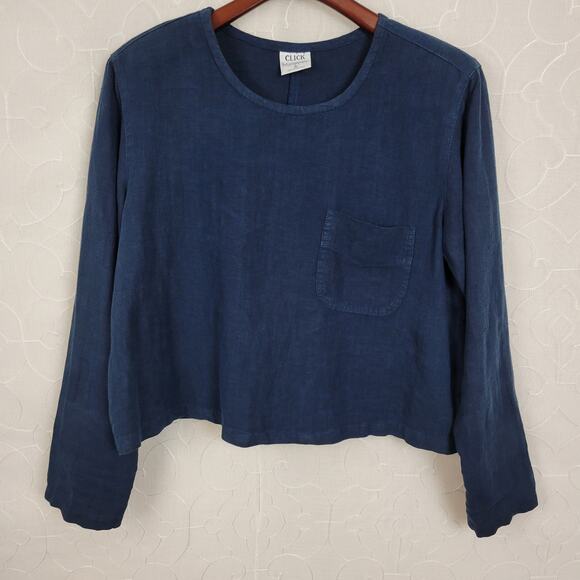 Click Color‎ Me Cotton Linen Wrap Skirt S Navy Blue Pockets Lagenlook Straight - Picture 10 of 10